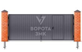 Металлические распашные ворота с калиткой из профнастила 2000×3000 ЗМК-5180